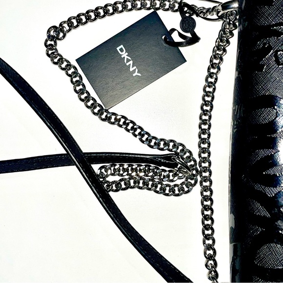 DKNY Sina MD Flap Shoulder Bag Crossbody Handbag with Embossed Logo Graffiti - Picture 6 of 7